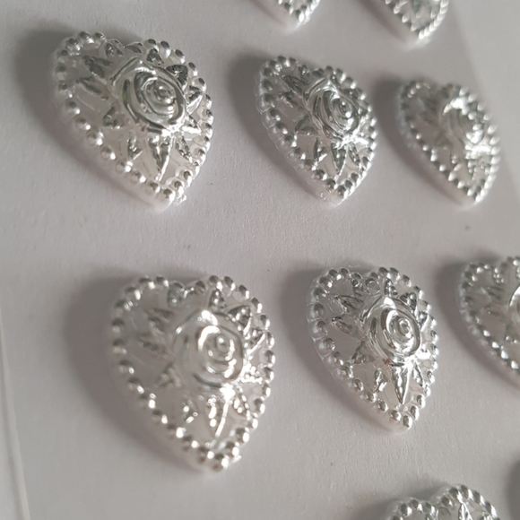 3/15$ 15 pcs 3D Heart Silver Stickers 0.75" inch - Picture 3 of 6